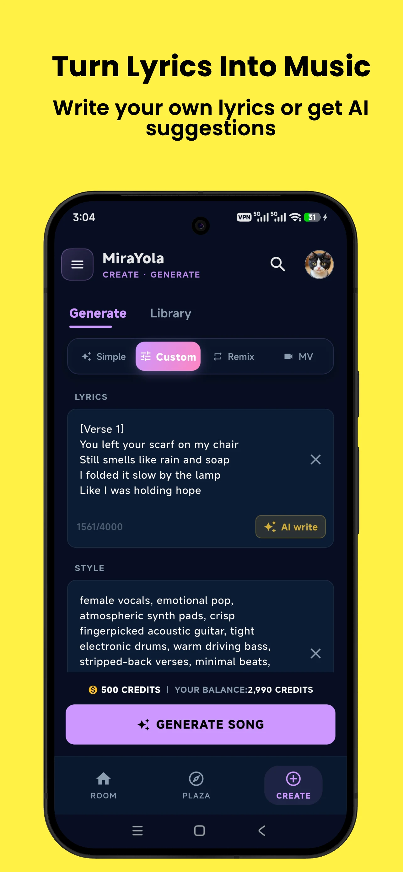 MiraYola AI Music & Song Maker screenshot